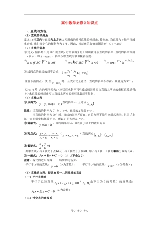 高中数学 直线与方程知识点网络素材 新人教版必修2