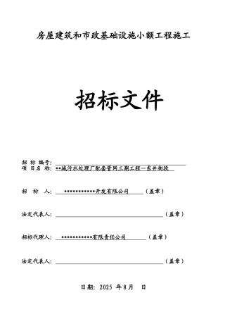 城污水处理厂配套管网三期工程招标文件
