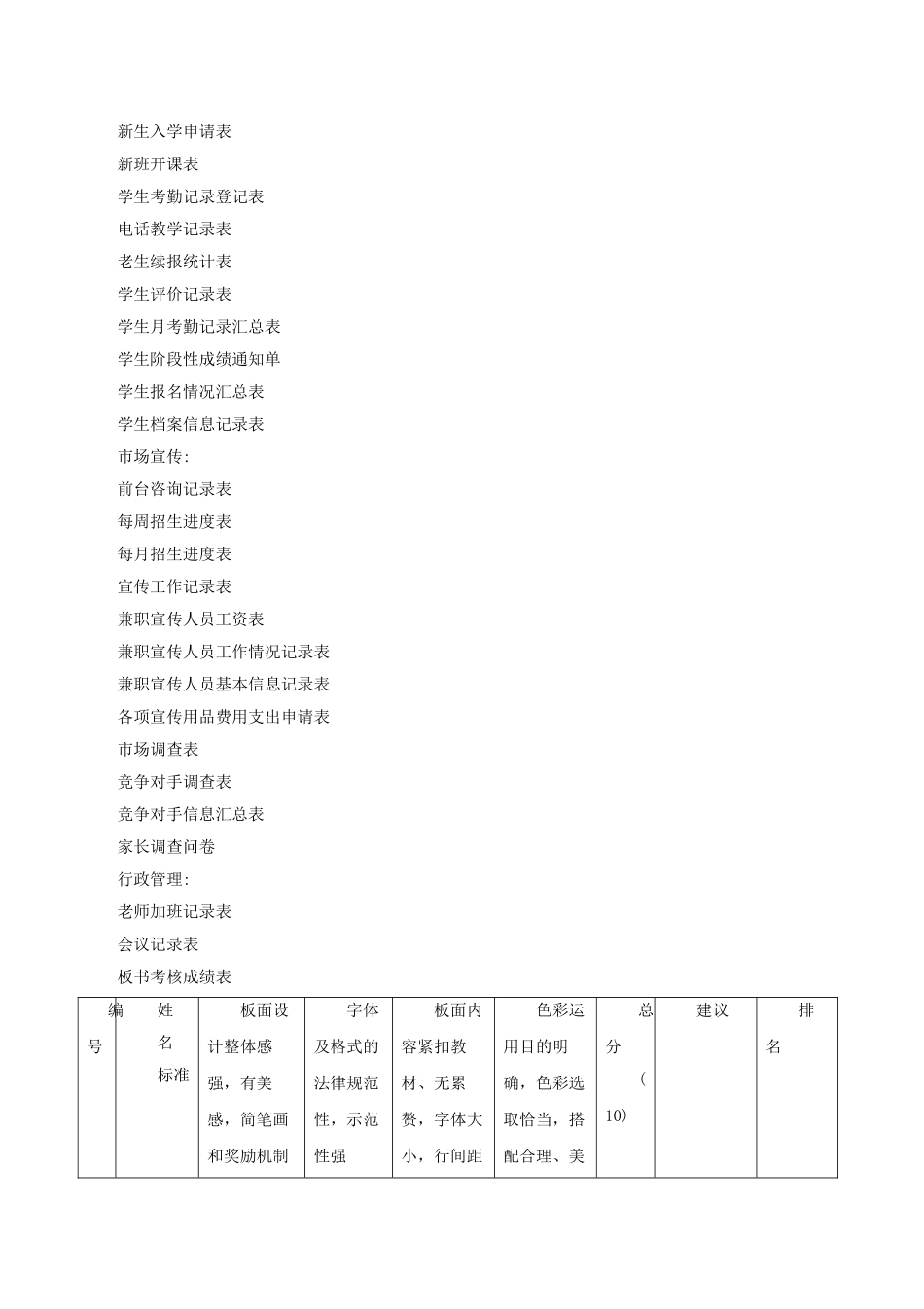 培训学校各类表格_第2页