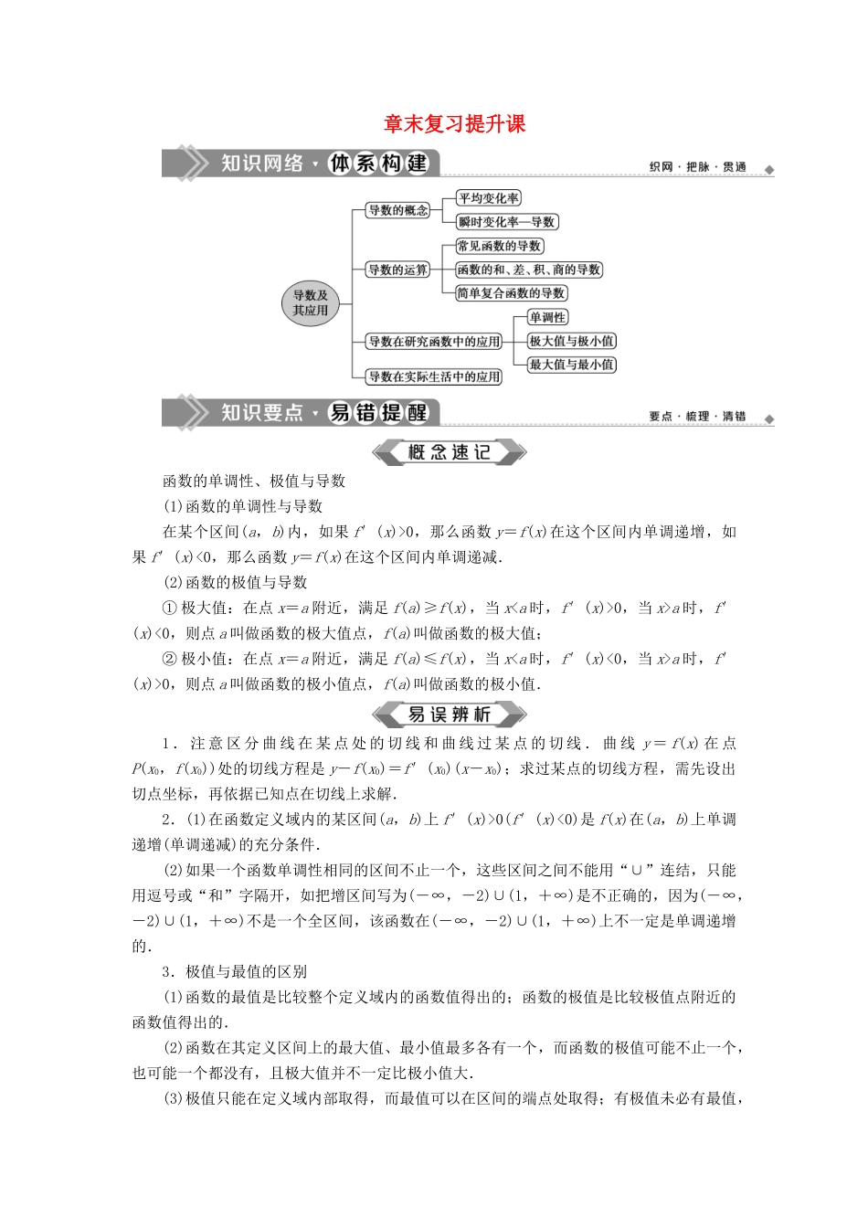 高中数学 第1章 导数及其应用章末复习提升课学案 苏教版选修2-2-苏教版高二选修2-2数学学案_第1页