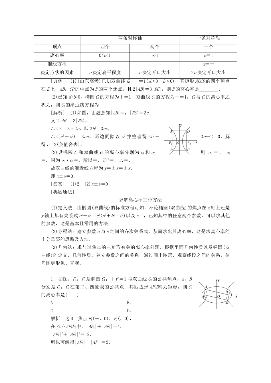 高中数学 第2部分 复习课（二）圆锥曲线与方程学案 新人教A版选修2-1-新人教A版高二选修2-1数学学案_第3页