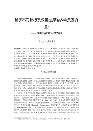 基于不同指标及权重选择的多维贫困测量