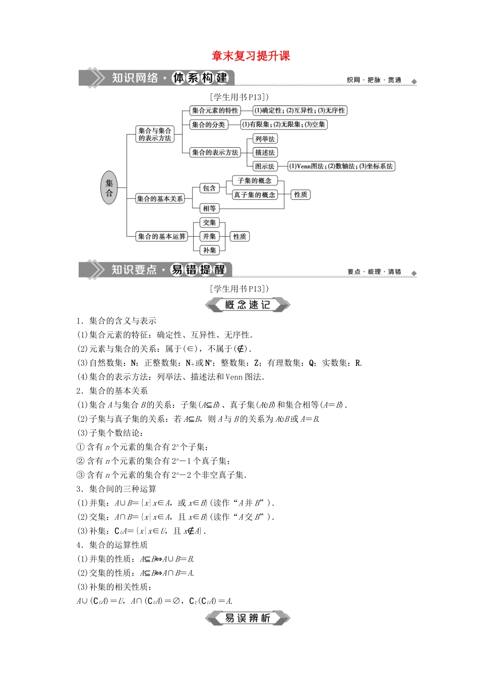 高中数学 第1章 集合章末复习提升课学案 苏教版必修1-苏教版高一必修1数学学案_第1页