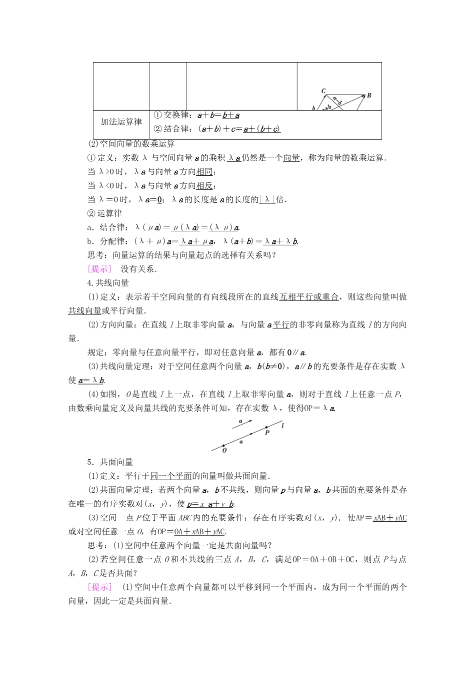 高中数学 第1章 空间向量与立体几何 1.1 空间向量及其运算 1.1.1 空间向量及其线性运算学案（含解析）新人教A版选择性必修第一册-新人教A版高二第一册数学学案_第2页
