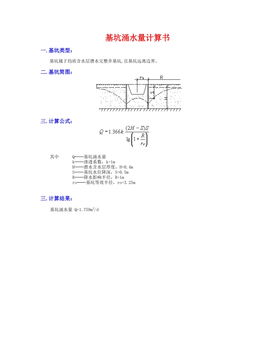 基坑涌水量计算_第1页