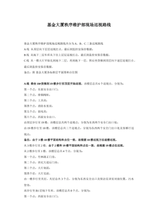 基金大厦秩序维护部现场巡视路线