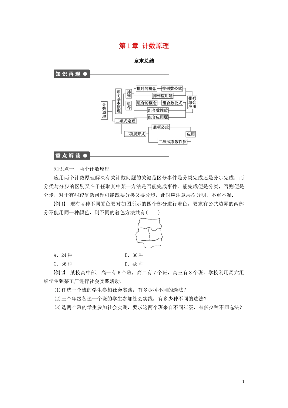 高中数学 第1章 计数原理章末总结学案 新人教B版选修2-3-新人教B版高二选修2-3数学学案_第1页