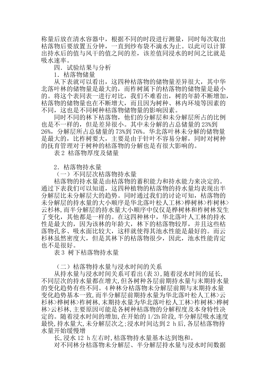 塞罕坝地区几种林下枯落物持水特性研究_第2页