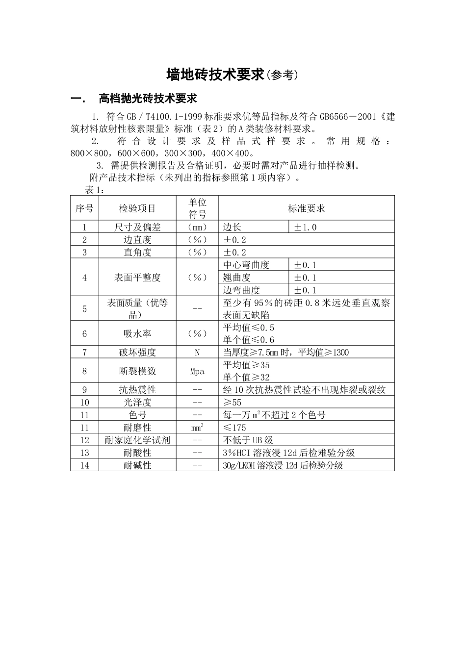 墙地砖技术要求_第1页