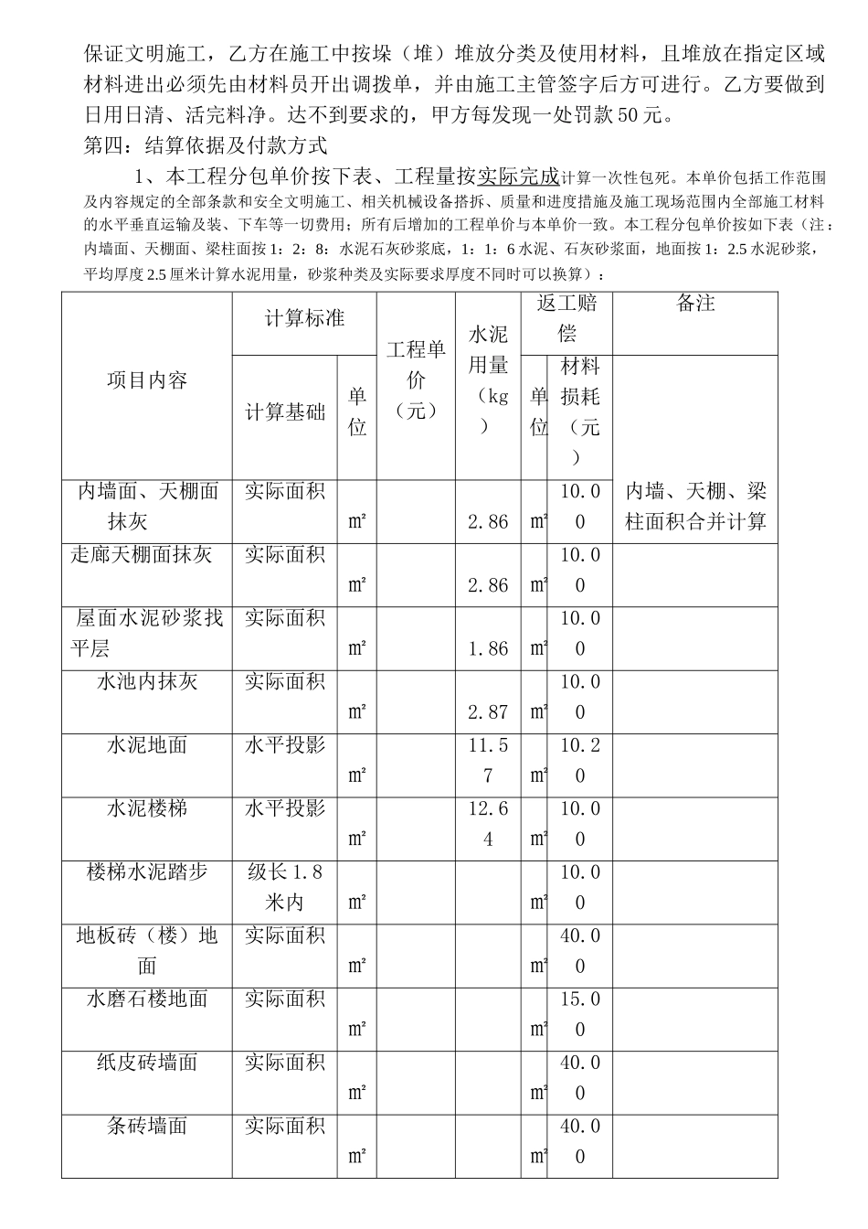 墙面及楼地面工程劳务分包合同_第2页