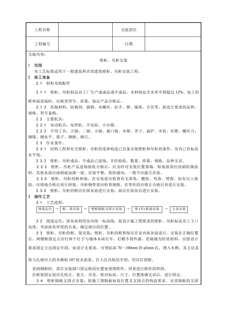 壁柜吊柜安装工艺_第1页