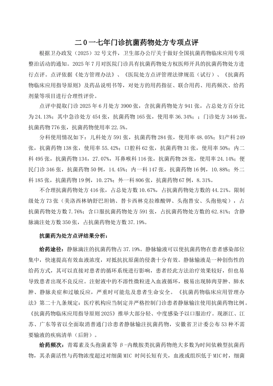 处方抗菌药物专项点评总结_第1页