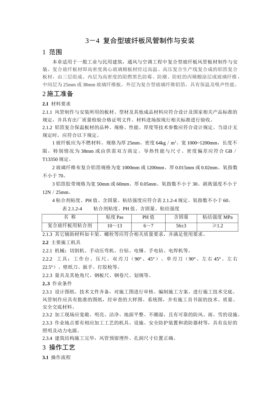 复合型玻纤板风管制作与安装工艺标准_第1页