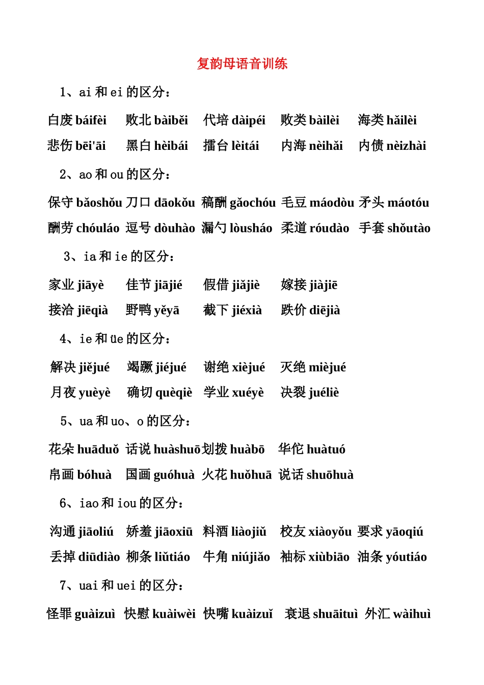 复韵母语音训练_第1页