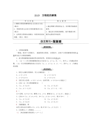 高中数学 第2章 等式与不等式 2.1.3 方程组的解集学案 新人教B版必修第一册-新人教B版高一第一册数学学案
