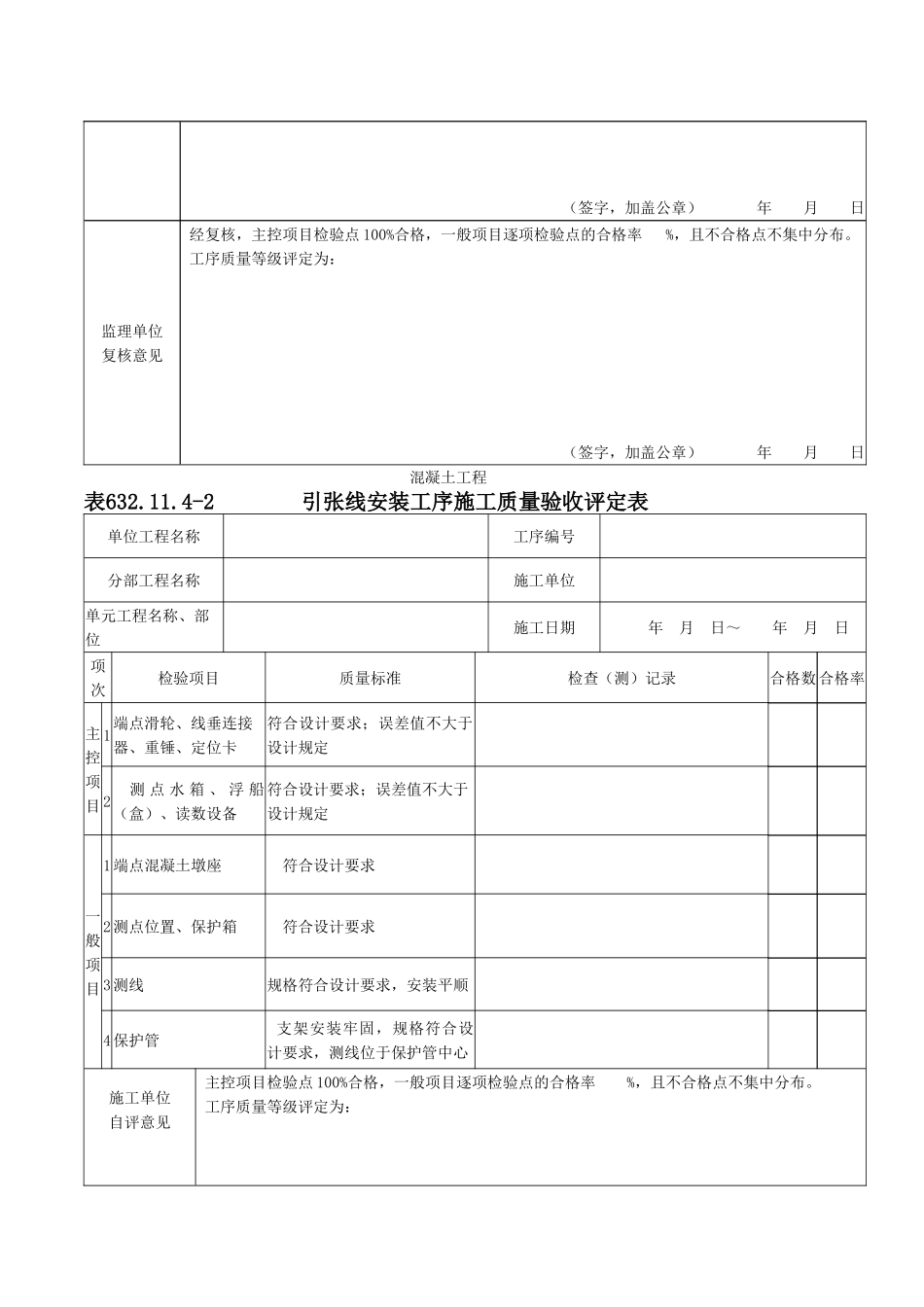外部变形观测设施单元工程施工质量验收评定表_第3页
