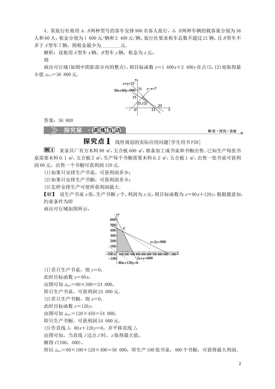 高中数学 第3章 不等式 3.3.3 简单的线性规划问题 第2课时 简单线性规划的应用学案 苏教版必修5-苏教版高二必修5数学学案_第2页