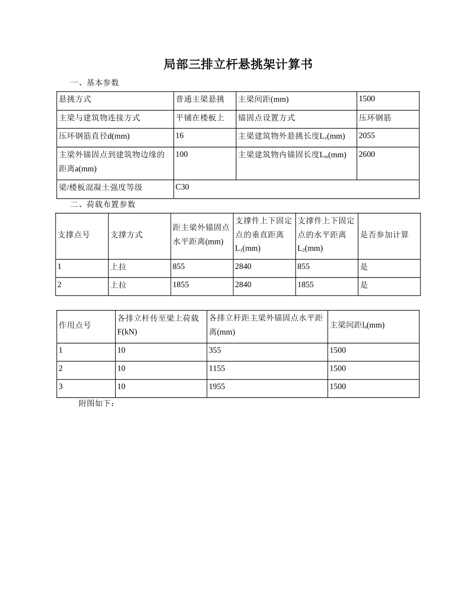 多排悬挑架主梁验算计算书_第1页