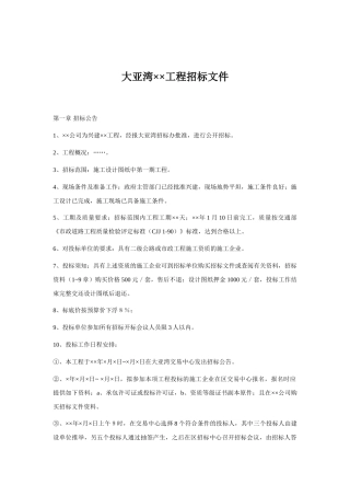 大亚湾某道路工程及排水工程招标文件