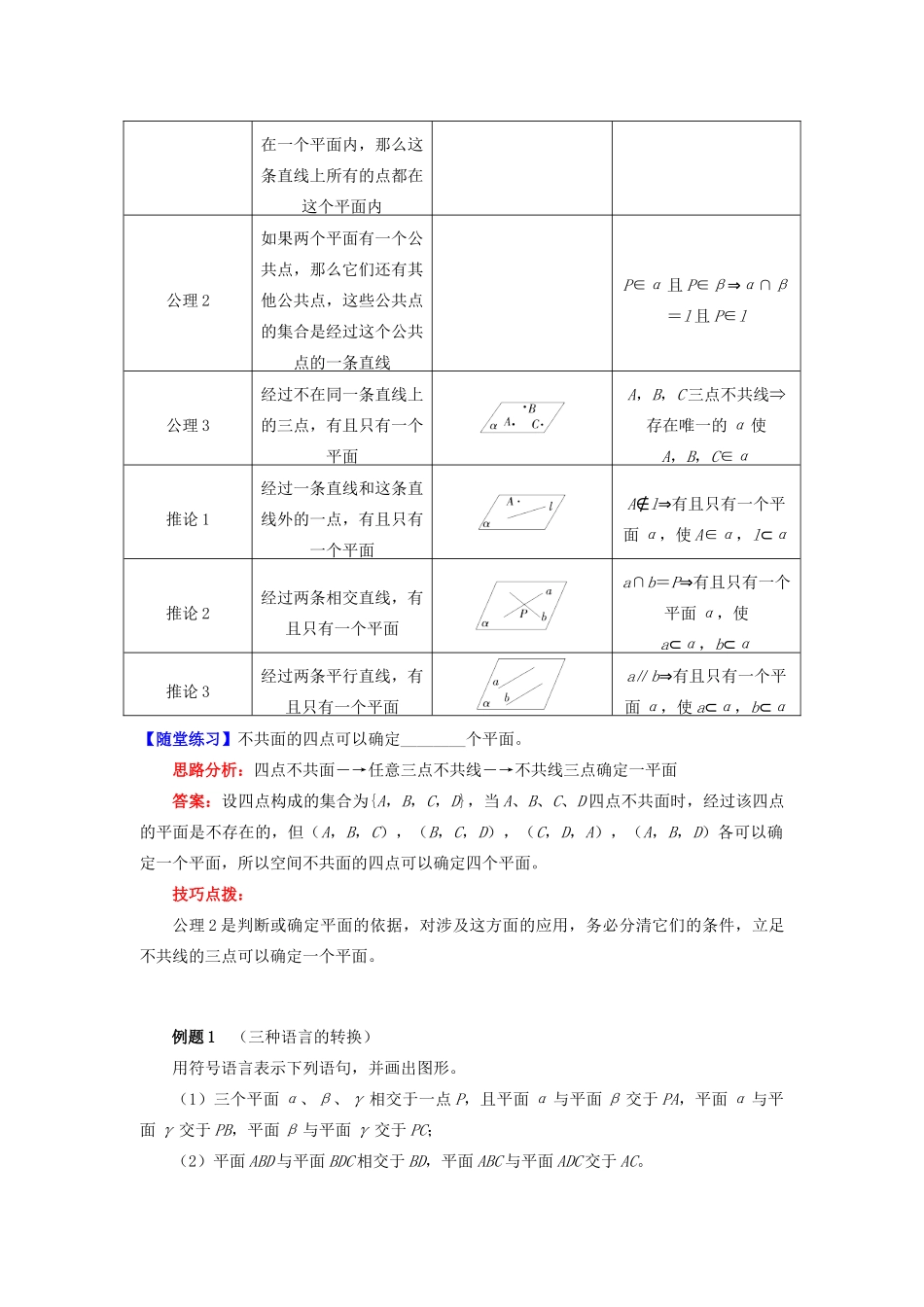 高中数学 第1章 立体几何初步 第二节 点、直线、面的位置关系1 平面的基本性质及推论学案 苏教版必修2-苏教版高一必修2数学学案_第3页