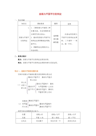 高中数学 第1章 立体几何初步 第二节 点、直线、面的位置关系3 直线与平面平行的判定学案 苏教版必修2-苏教版高一必修2数学学案