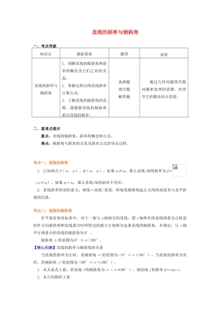 高中数学 第2章 平面解析几何初步 第一节 直线的方程1 直线的斜率与倾斜角学案 苏教版必修2-苏教版高一必修2数学学案