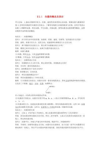 高中数学 第2章 平面向量 2.1 向量的概念及表示学案 苏教版必修4-苏教版高二必修4数学学案