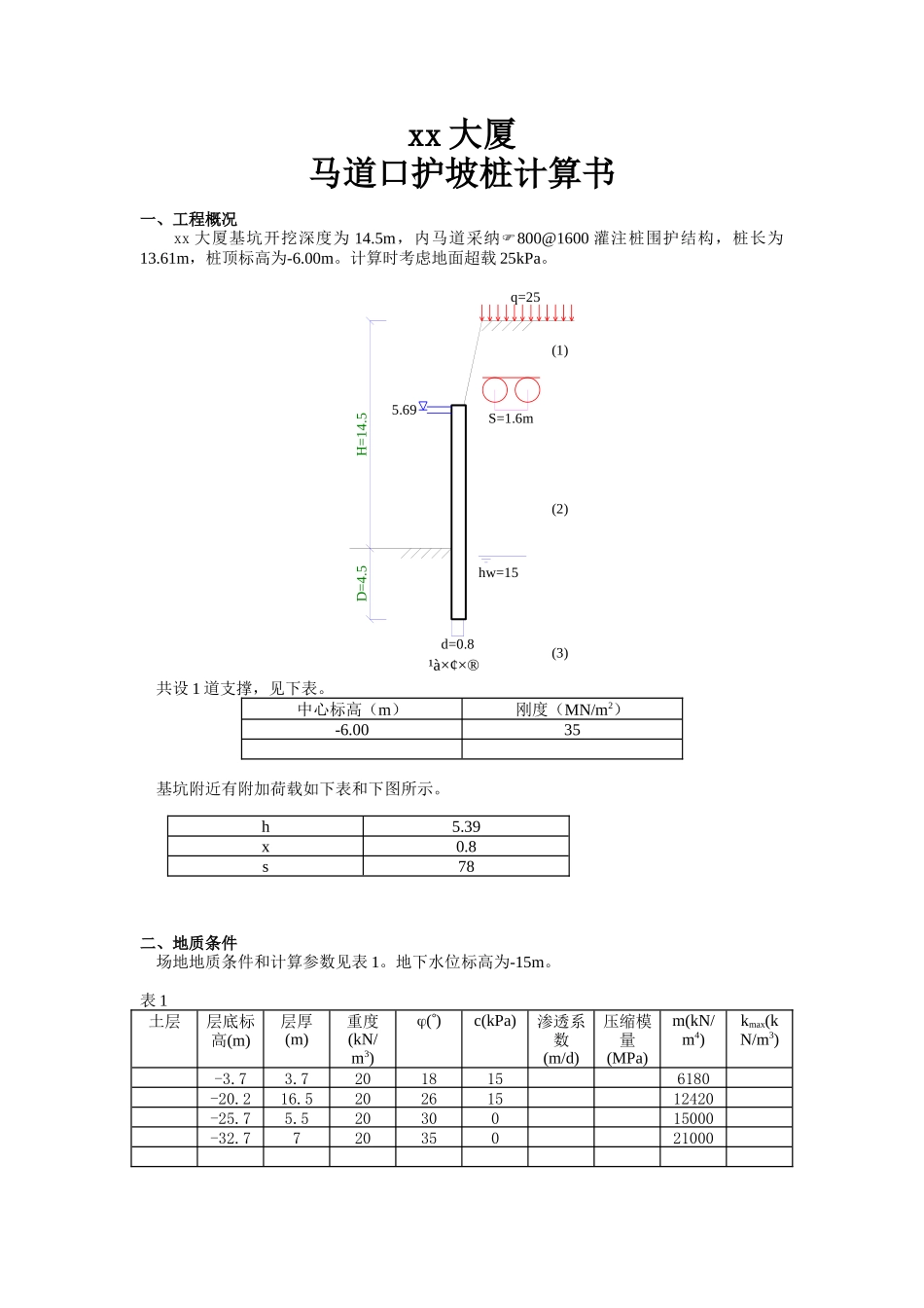 大厦护坡桩计算书_第1页