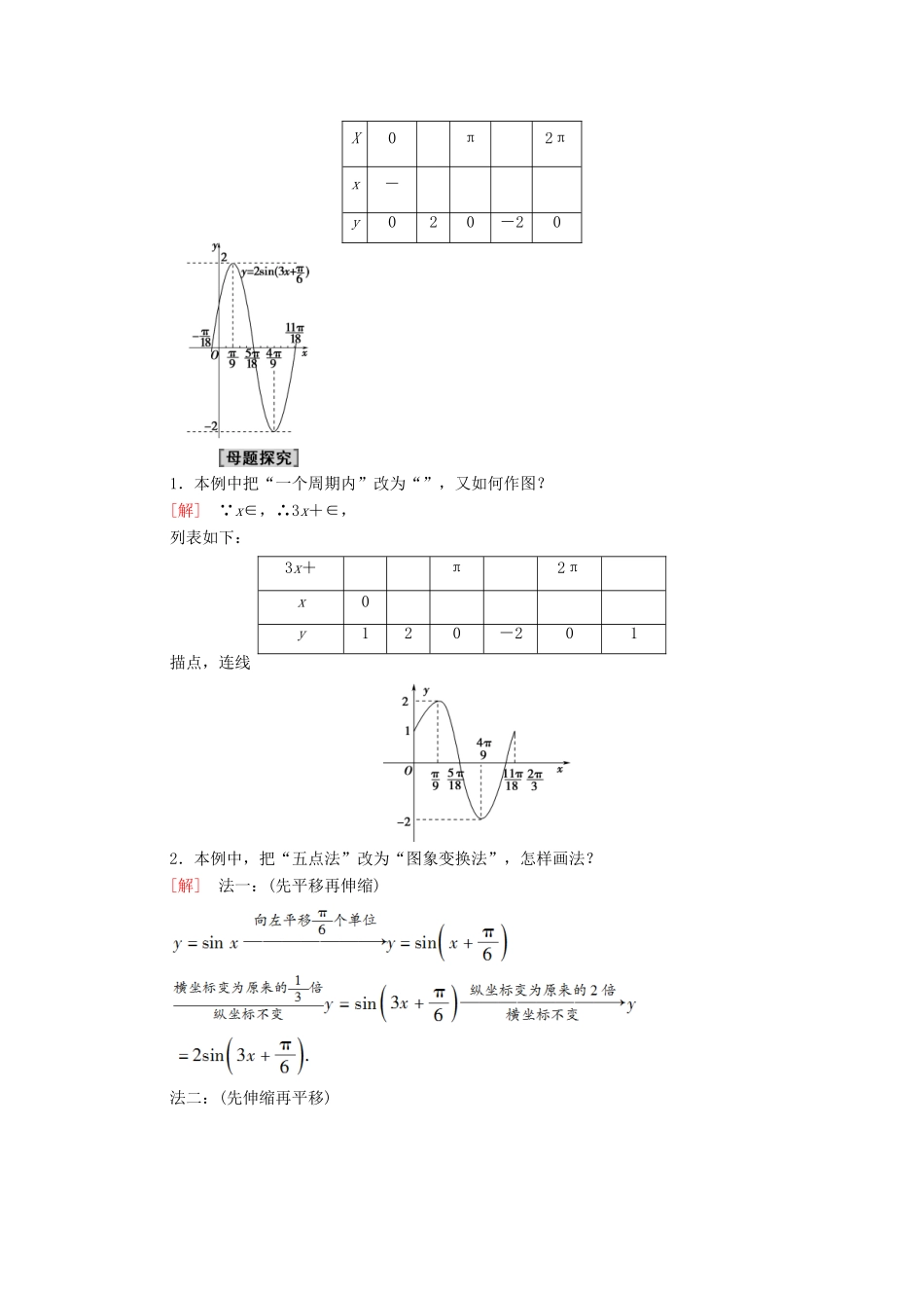 高中数学 第1章 三角函数 1.5 函数y＝Asin（ωx＋φ）的图象学案 新人教A版必修4-新人教A版高一必修4数学学案_第3页