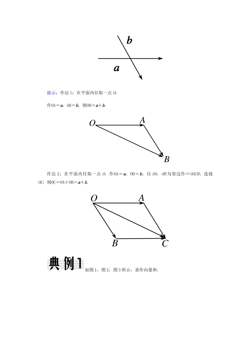 高中数学 第2章 平面向量 2.2.1 向量加法运算及其几何意义导学案 新人教A版必修4-新人教A版高一必修4数学学案_第3页