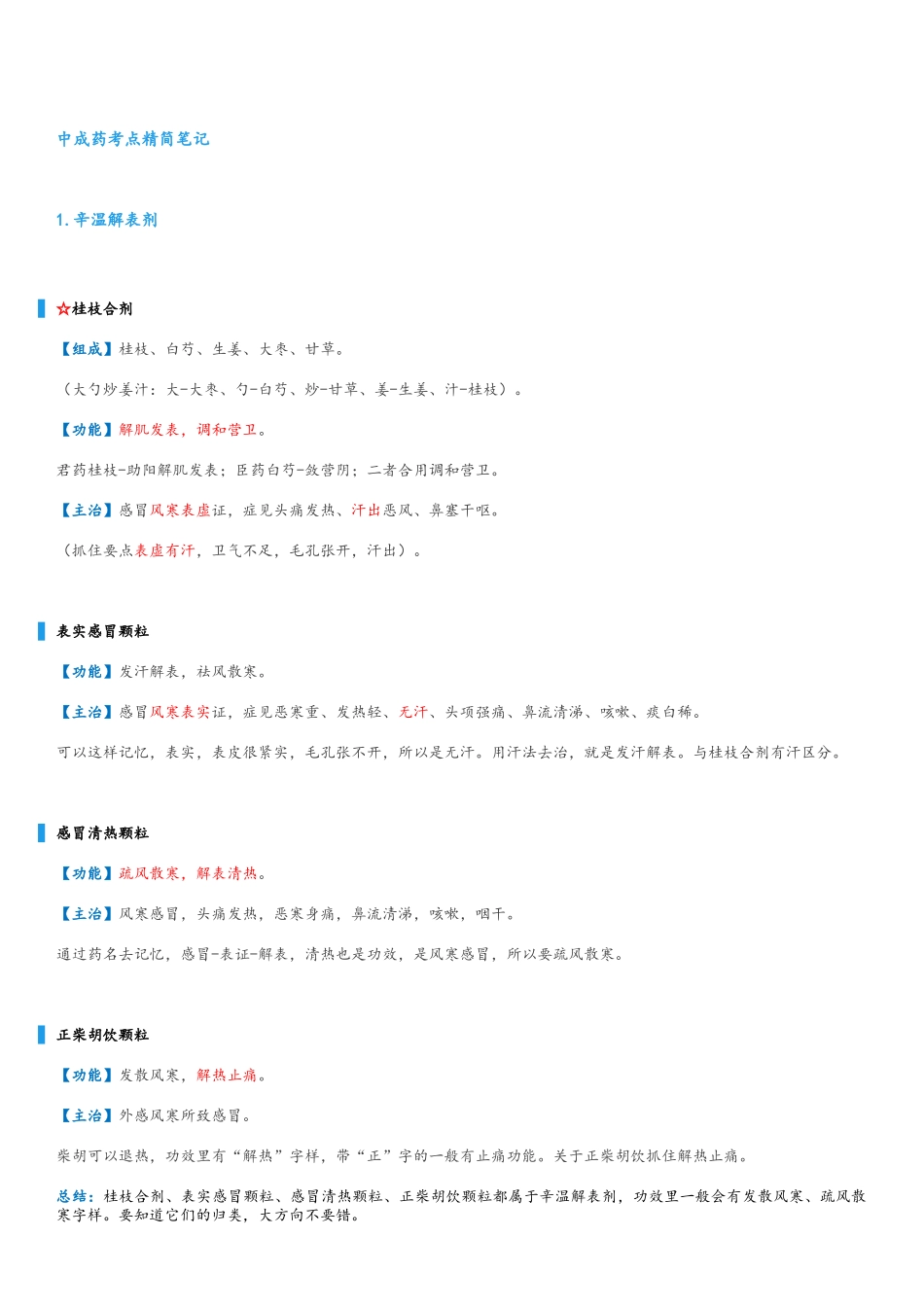 执业中药师《药学专业知识二》中成药考点_第1页