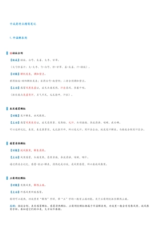 执业中药师《药学专业知识二》中成药考点
