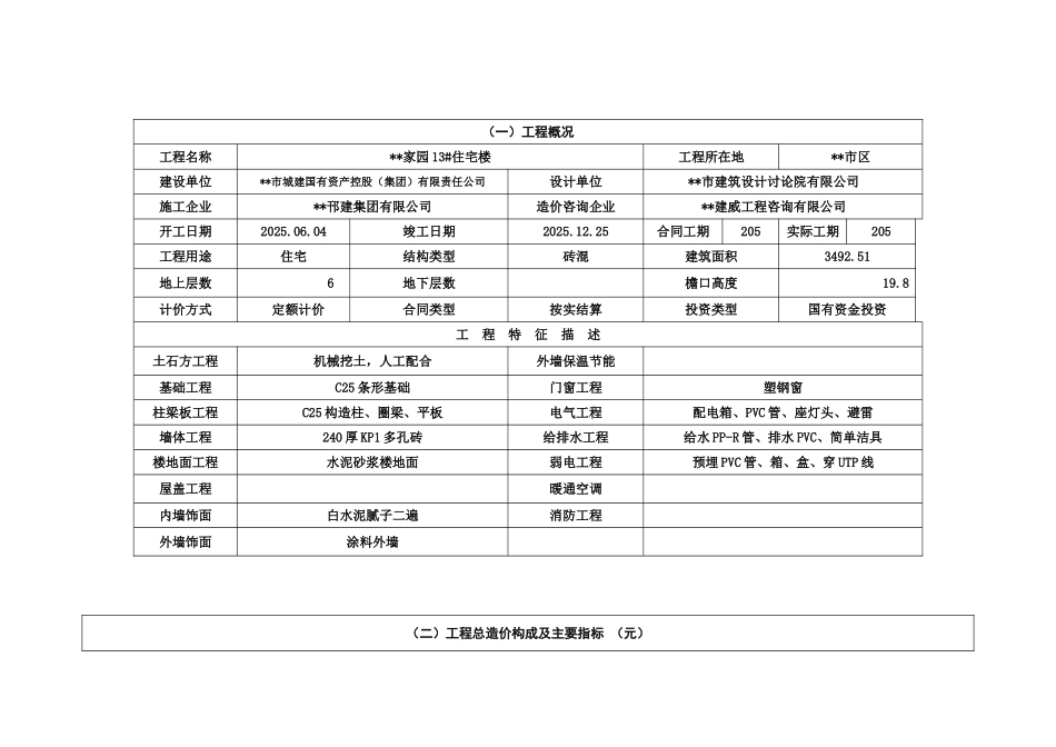 扬州某住宅楼工程造价指标分析_第1页