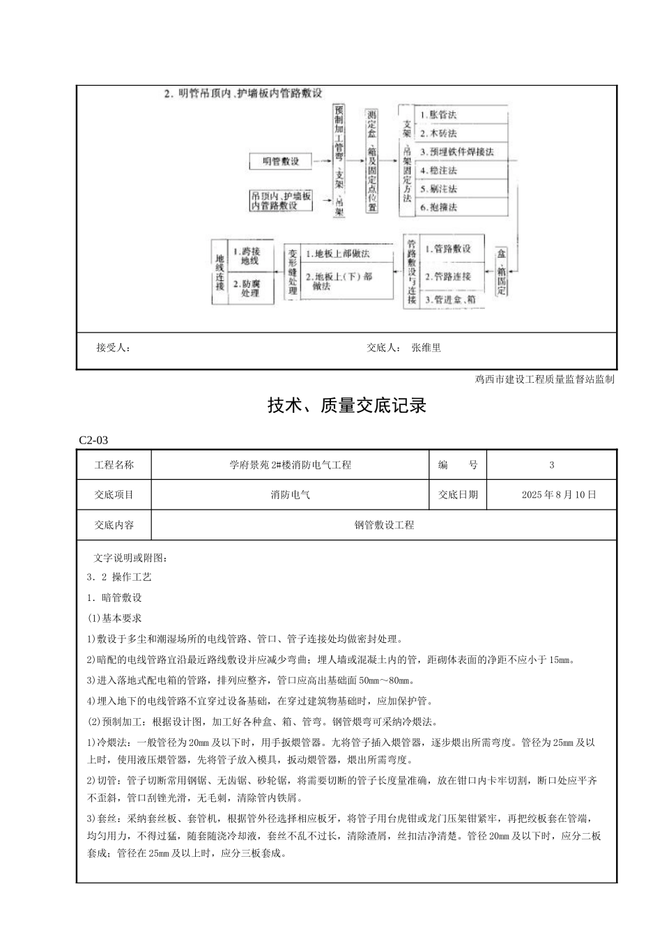 技术、质量交底记录钢管敷设工程_第3页