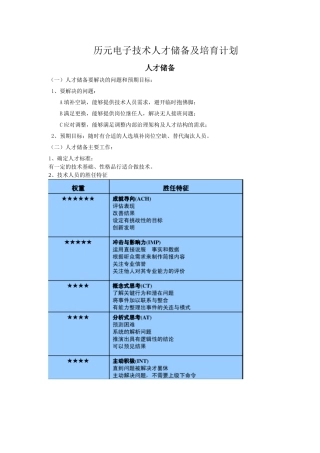 技术人员储备计划