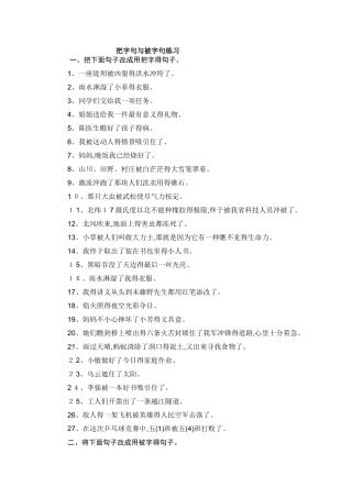 把字句与被字句练习-把字句和被字句的练习