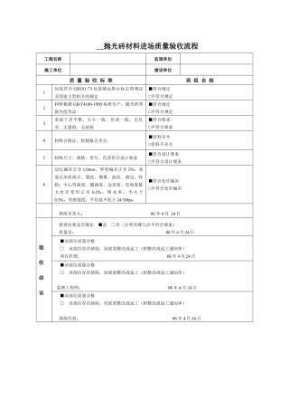 抛光砖材料进场质量验收流程