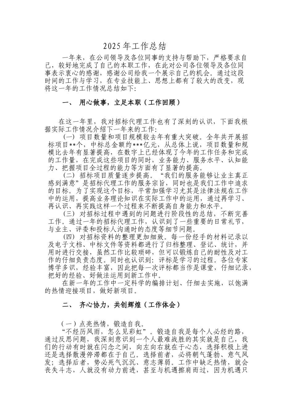 招标代理个人工作总结_第1页