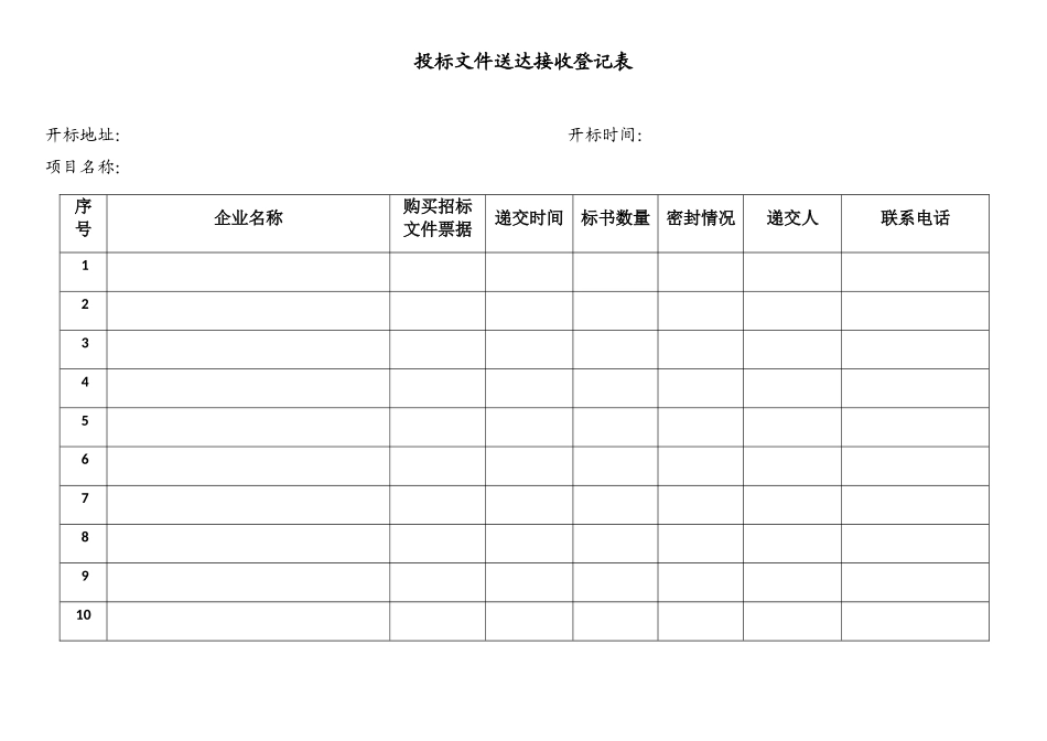 招标代理开标所需全套表格_第1页
