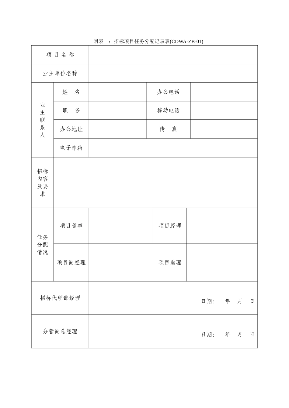 招标表格及公司内部程序样表_第1页