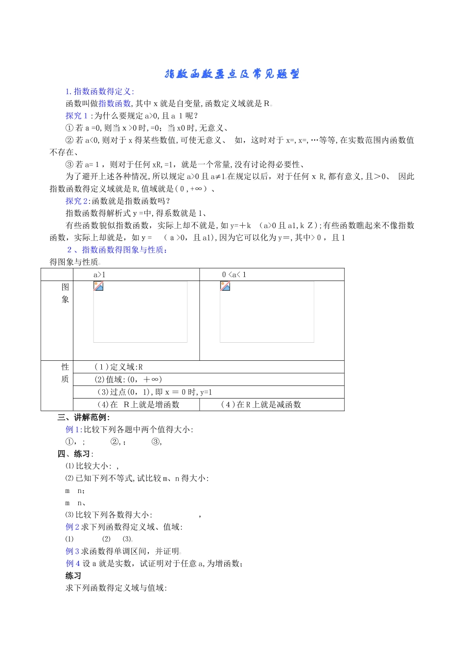 指数函数要点及常见题型_第1页