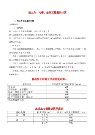 挖土方、沟槽、基坑工程量的计算