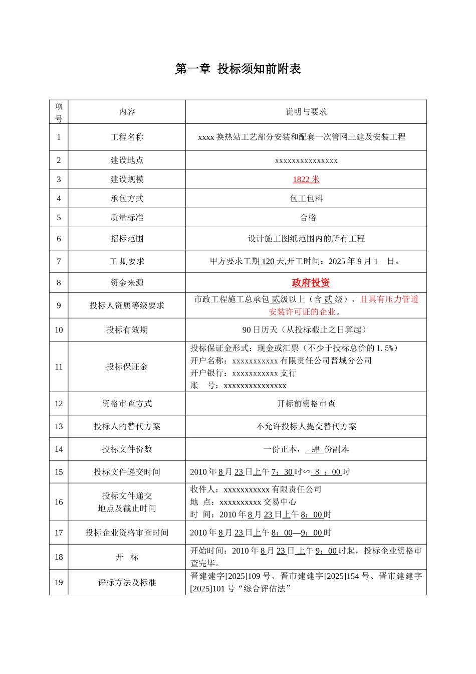 换热站管网土建及安装工程招标文件_第1页