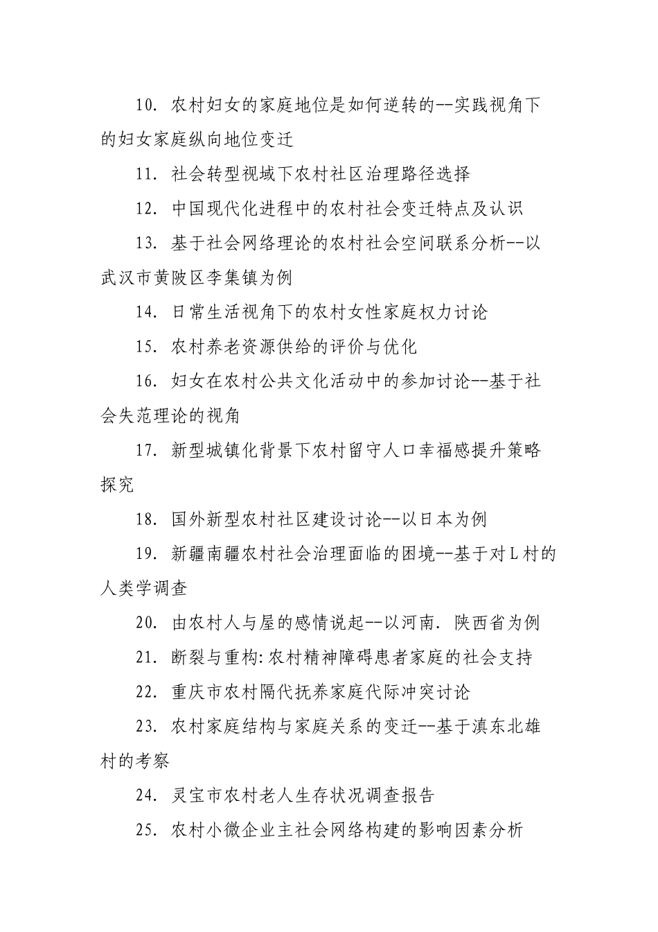 推荐115个优秀农村社会学论文题目_第2页