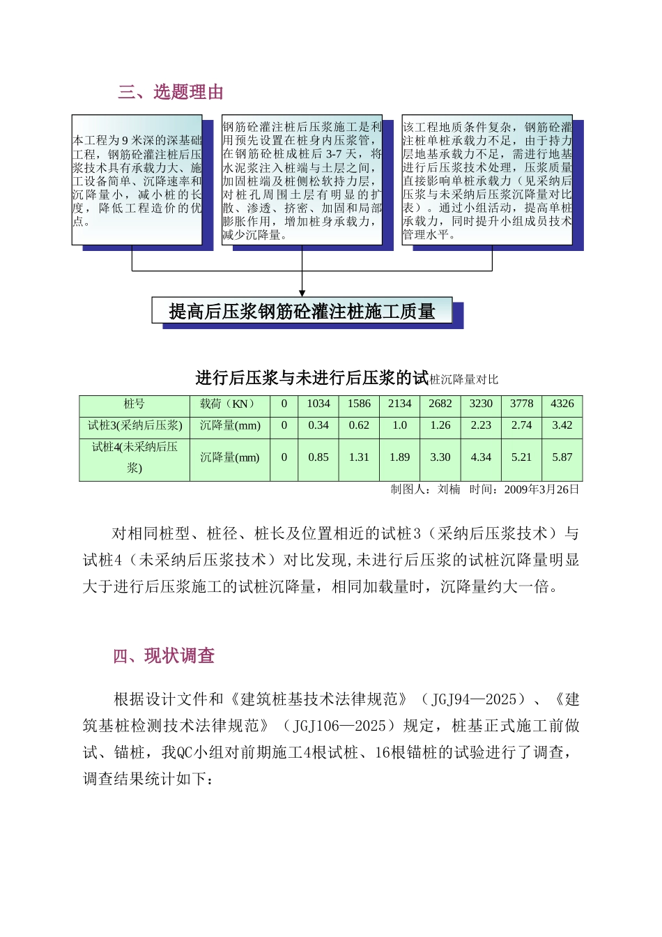 提高后压浆钢筋砼灌注桩施工质量QC成果报告_第3页