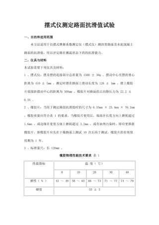 摆式仪测定路面抗滑值试验
