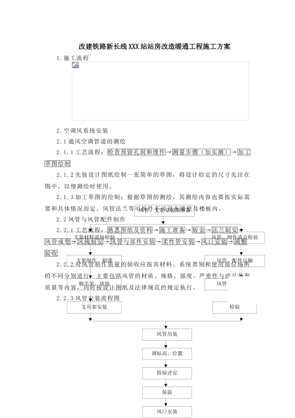 改建铁路新长线站房改造暖通工程施工方案_第1页