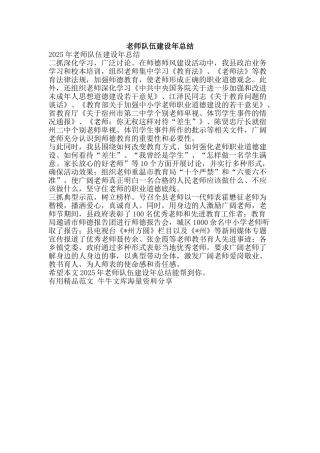 教师队伍建设年总结-精品范文资料