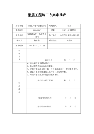 文化中心建设工程钢筋工程施工方案