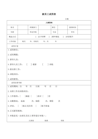新员工试用跟踪表